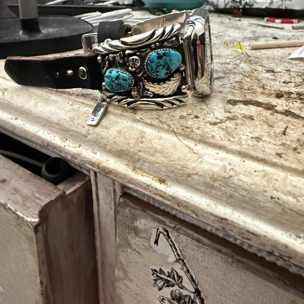 Gorgeous Native American Apple Watchband/SS/kingman Turquoise - Picture 3 of 9